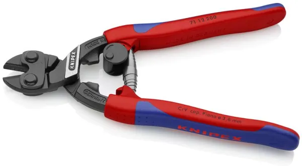 Knipex CoBolt® Kompakti musta atramentoitu pulttileikkuri, jossa on ohut monikomponenttikahva 200 mm