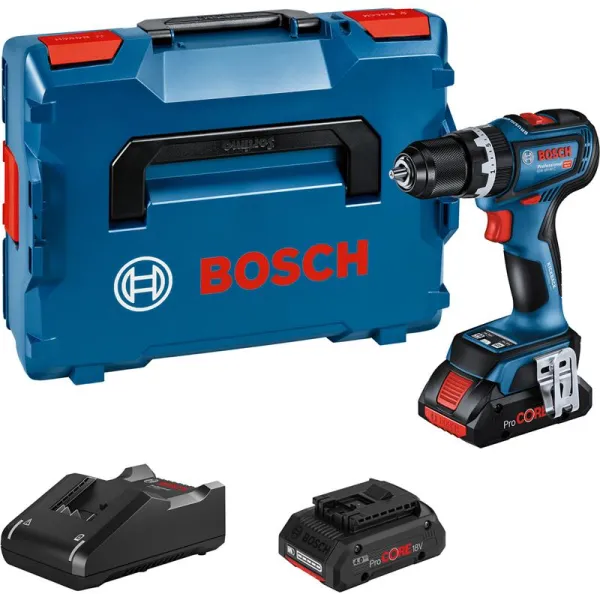 Bosch johdoton iskuporakone GSB 18V-90 C 2X4.0AH PROCORE GAL 18V-40 L-BOXX COMO