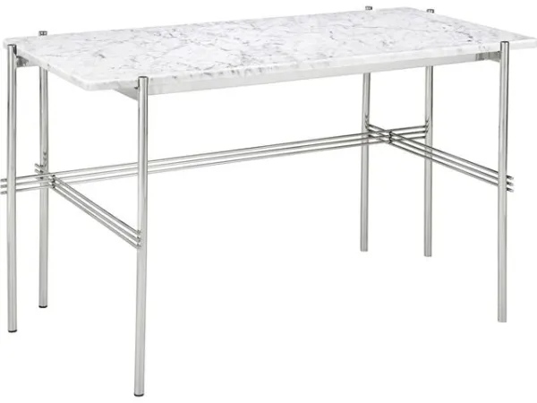 GUBI TS Kirjoituspöytä 120x60 Kiillotettu Teräs/Valkoinen Carrara Marmori