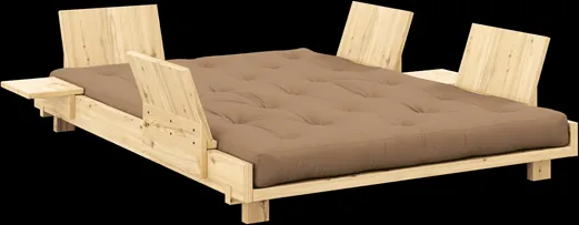Karup Design Social Vuodesohva, jossa 4 selkänojaa, sivupöydät ja patja 140x200 Mocca/Kirkaslakattu